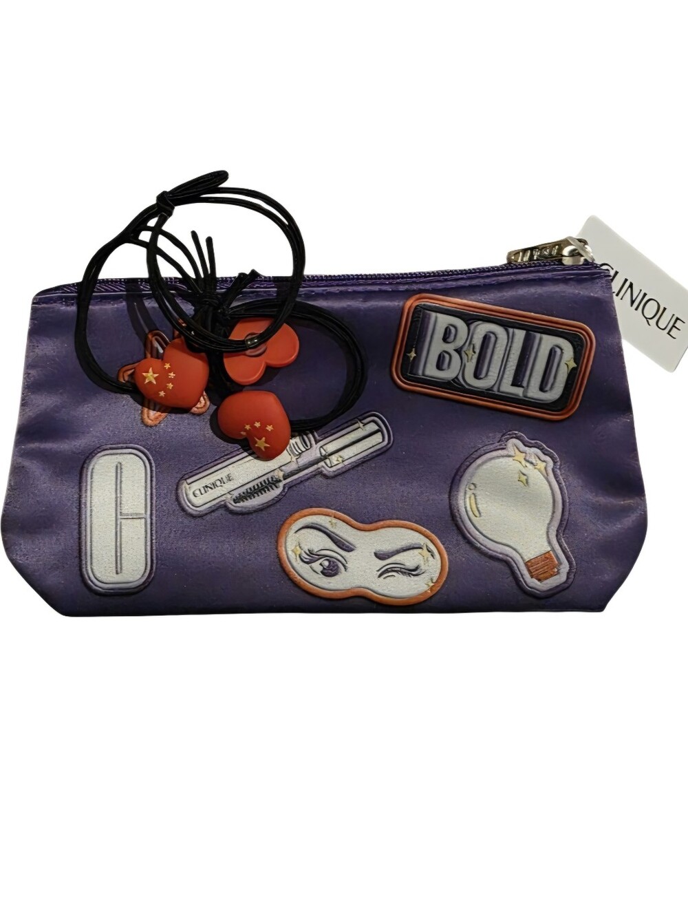 Clinique Purple 'Bold' Patch Cosmetic Pouch